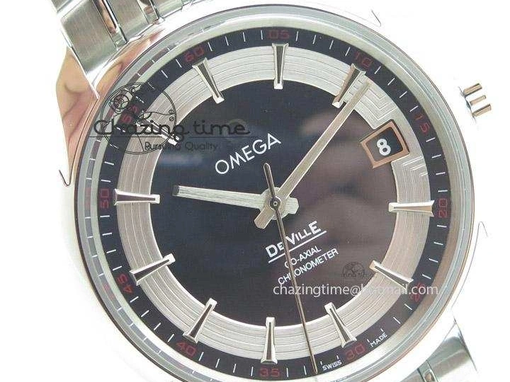 0805 De Ville Hour Vision Co-Axial 41mm SS V6F Best Edition Black Dial On SS Bracelet A BestValue 8277